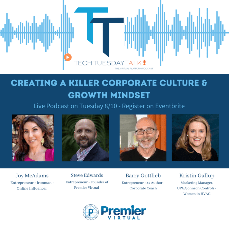 Tech Tuesday Talk podcast featuring Joy McAdams, Barry Gottlieb, Kristen Gallup and host Steve Edwards of Premier Virtual