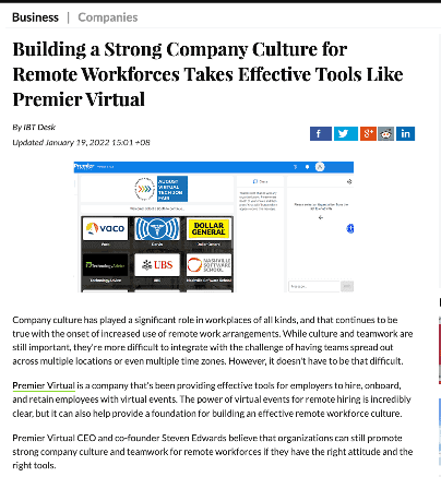 Building a Strong Company Culture for Remote Workforce Takes Effective Tools Like Premier Virtual