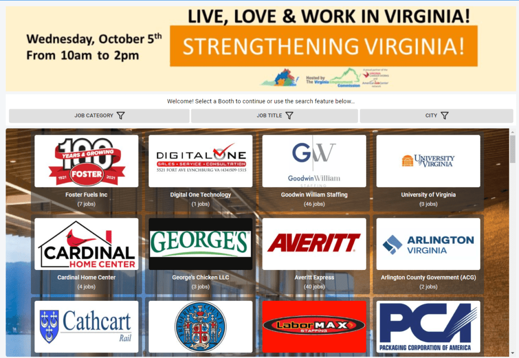 Live, Love & Work in Virginia, virtual job fair