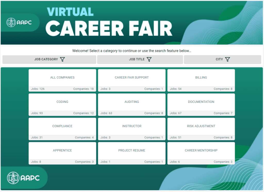 AAPC Virtual Career Fair Event Lobby